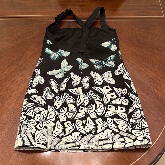 Versace Butterfly Print Bodycon Dress Black White Sleeveless Designer - Picture 11 of 16